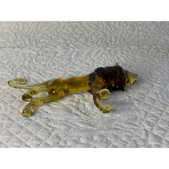 Blown Glass Lion Amber figure Vintage 2.5 inch tall - Picture 5 of 13